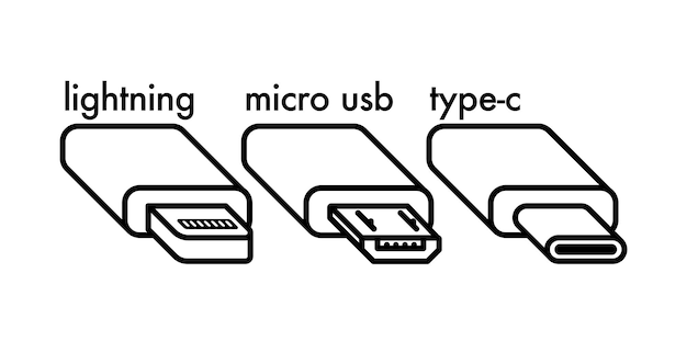 connection cables icon set