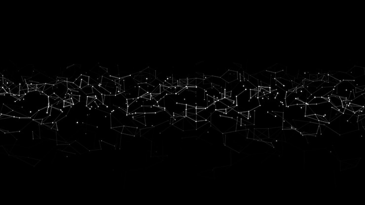 Vector connection to the global network abstract vector dots and lines on a black background the concept of big data digital technology science and information technology development