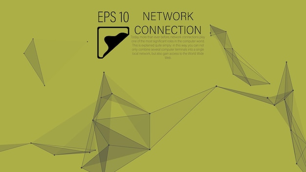 Connection to the global network Abstract vector dots and lines with triangles on a yellow background The concept of big data digital technology science and information technology development