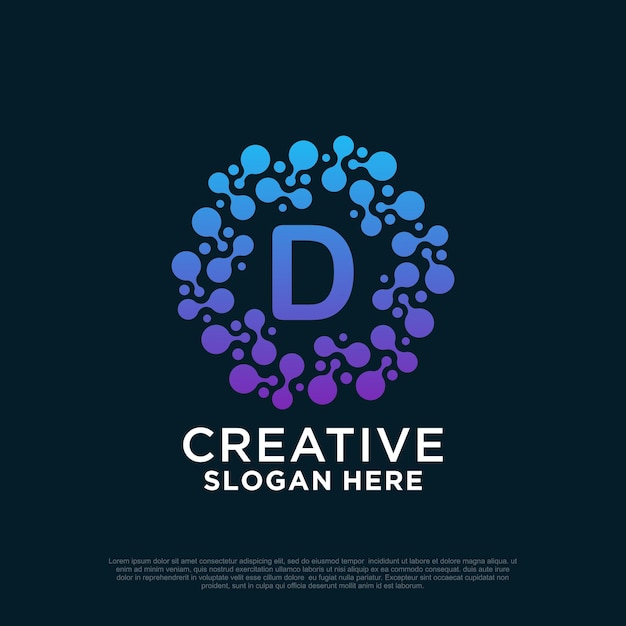 Progettazione del logo della connessione con concetto creativo di lettere premium vector