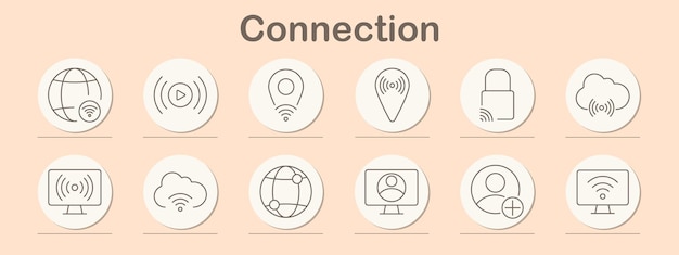 Икона набора подключения Globe WiFi видео местоположение блокировка облачное вещание монитор профиль сеть беспроводное подключение к Интернету цифровая онлайн коммуникация значок безопасности удаленный сигнал