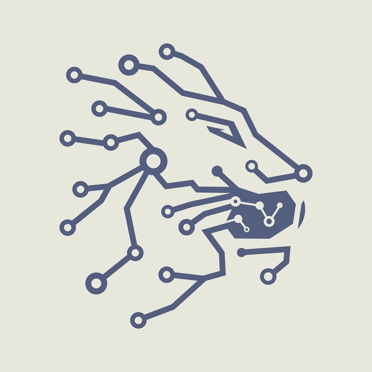 Vector connection technology lion head illustration logo