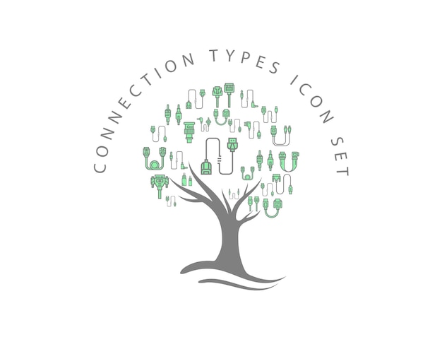 Connection types icon set design Premium Vector