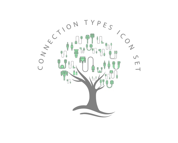 Connection types icon set design Premium Vector