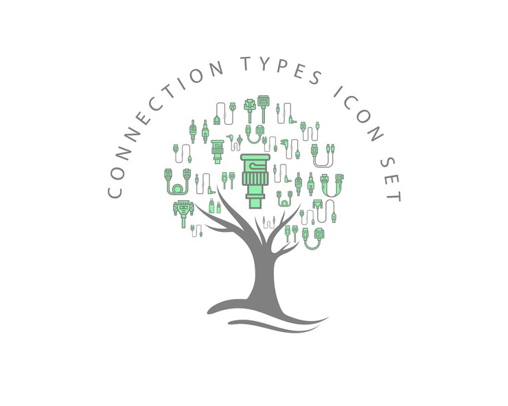 Vector connection types icon set design premium vector