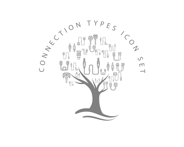 Connection types icon set design Premium Vector