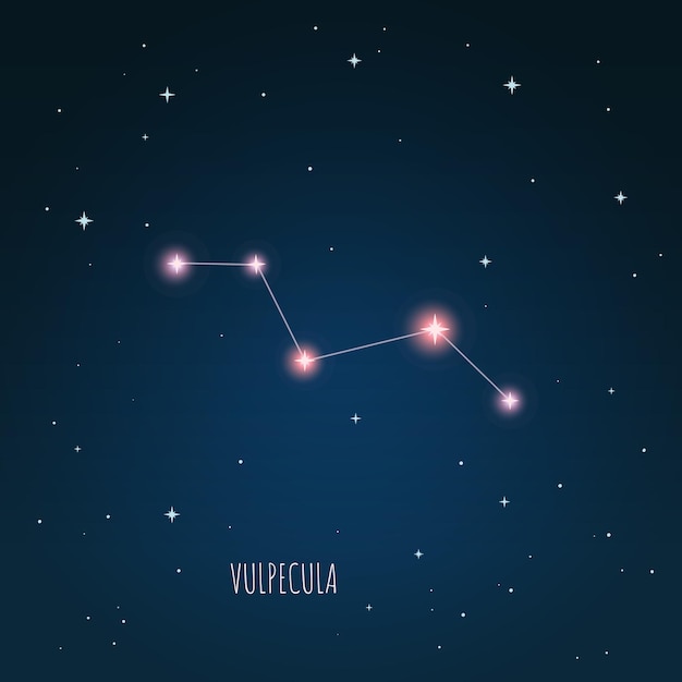 Constellatie Vulpecula schema in de sterrenhemel, Open ruimte, sterrenbeeld door een telescoop