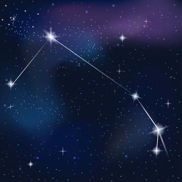 ベクトル 星空の夜の背景に星座牡羊座