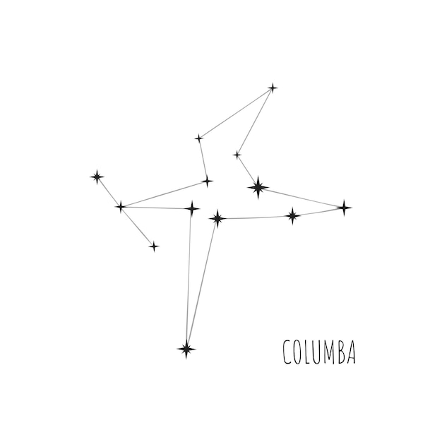 Constellation Columba Doodle sketch linear icon of 88 constellations set