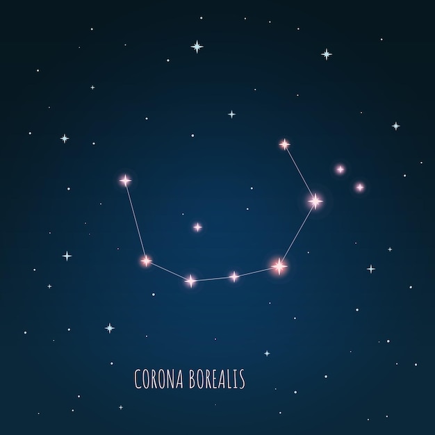 Созвездие Corona Borealis на фоне звездного неба.