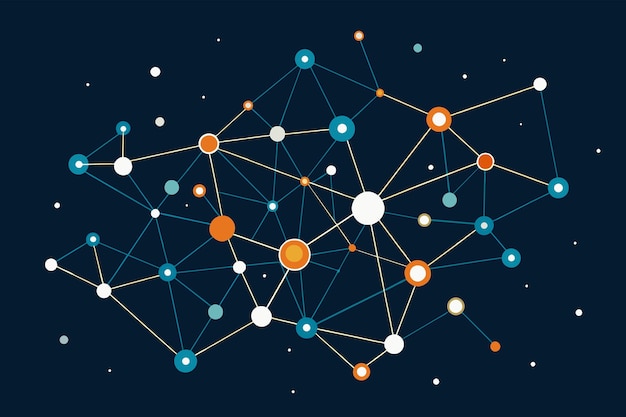 Vector constellation of interconnected dots representing innovation and connection