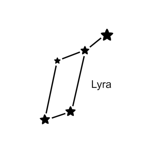 白い背景の上の星座ライラ、ベクトル図