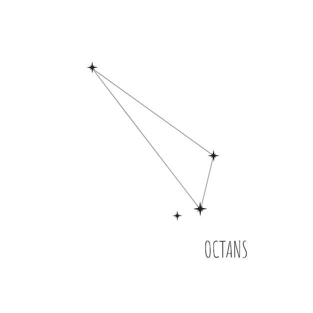 Vettore constellation octans schema icona lineare dello schizzo doodle di tutte le 88 costellazioni impostate