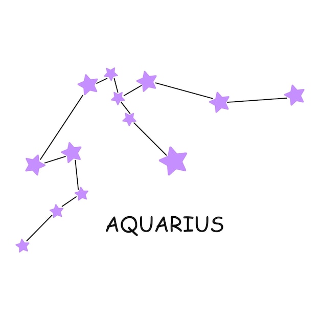 ベクトル 白い背景に分離された星座水瓶座星座の星座