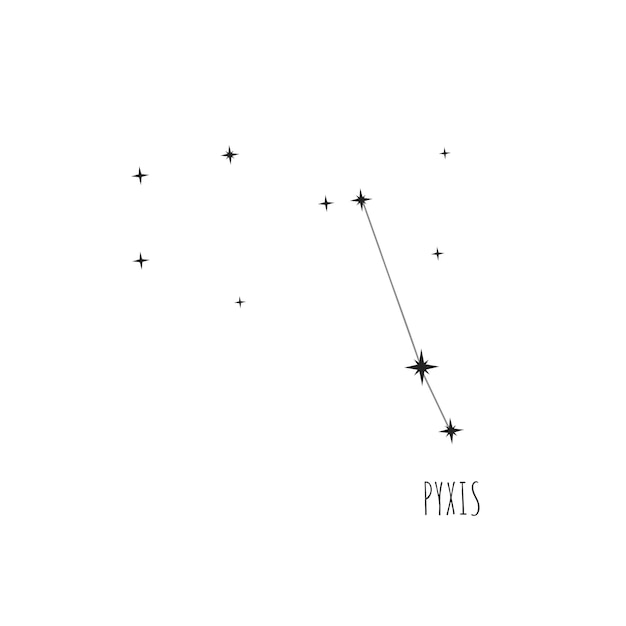 Constellation Pyxis regeling Doodle schets lineaire icoon van alle 88 sterrenbeelden ingesteld