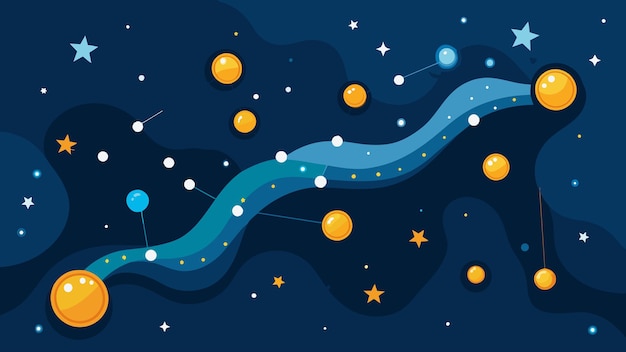 Vector a constellation of stars forming a river in the night sky symbolizing the different passive income