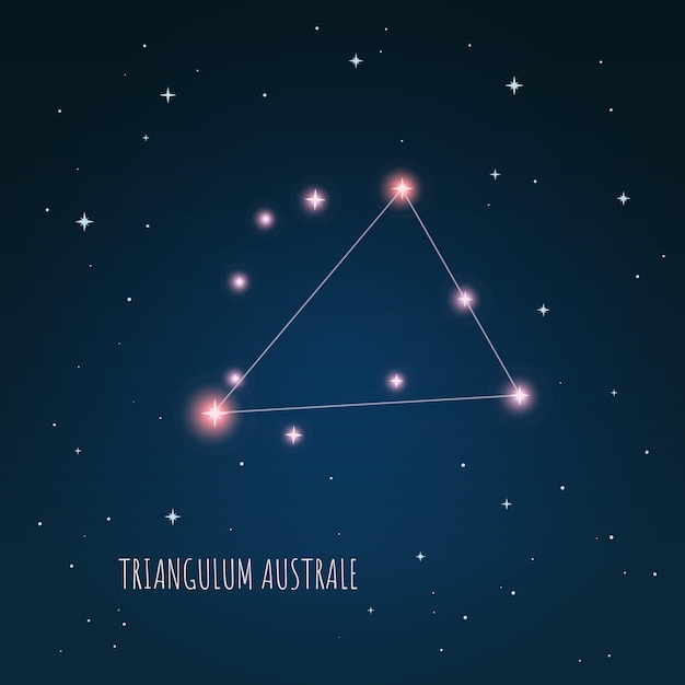 Constellation Triangulum Australe scheme in starry sky, Open space