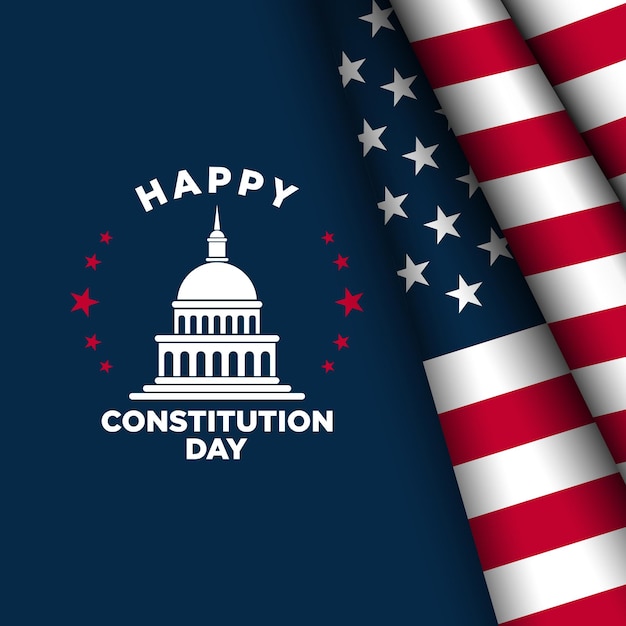 Constitution Day Background with USA Flag Illustration