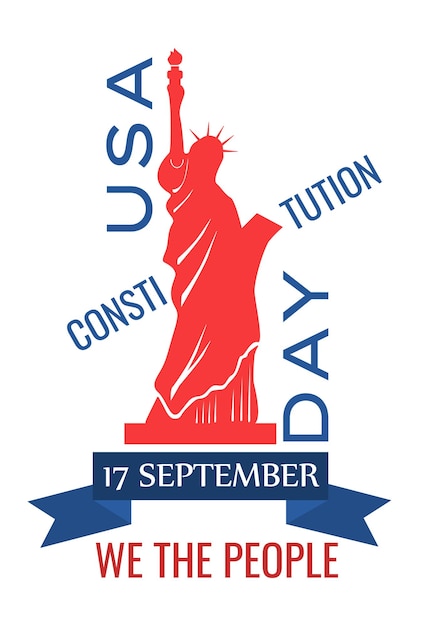 Constitution day in united states is celebrated in september 17 patriotic banner poster vector citizenship day in north america colors of usa flag on the illustration
