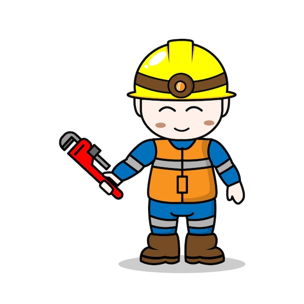 Vector construcstion worker on white background