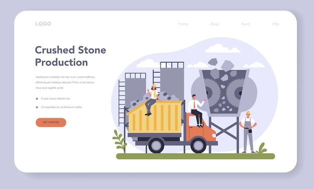 Constructin material production industry web banner or landing page