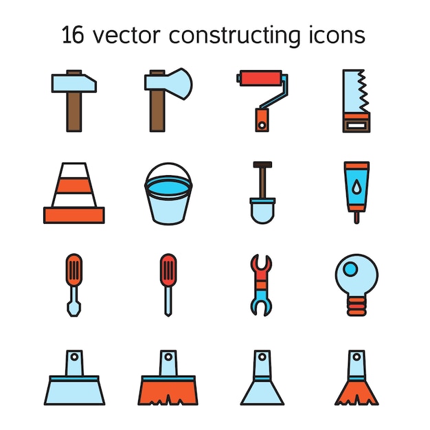 Constructing and building icons set