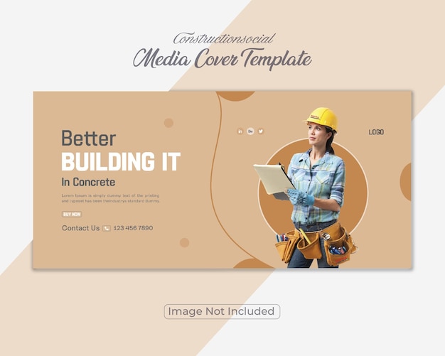 Construction agency and social media web banner design template