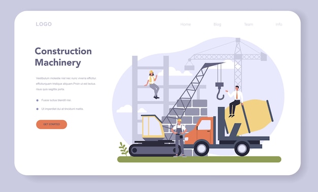 建設およびエンジニアリング業界のwebバナーまたはランディングページ