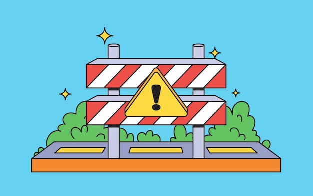 Construction barrier on the road