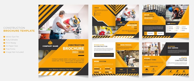 Vector construction brochure template 08 pages