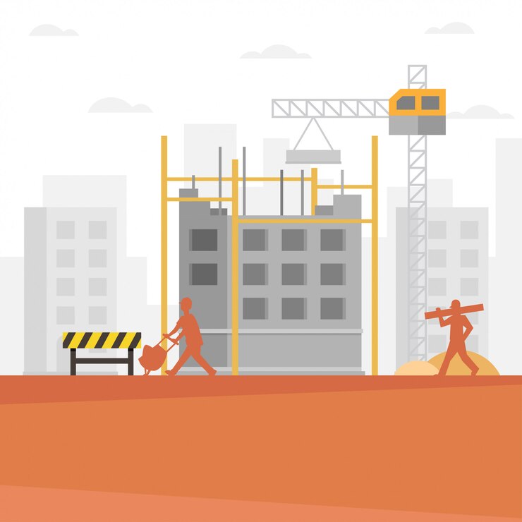 Vector construction builder cartoon