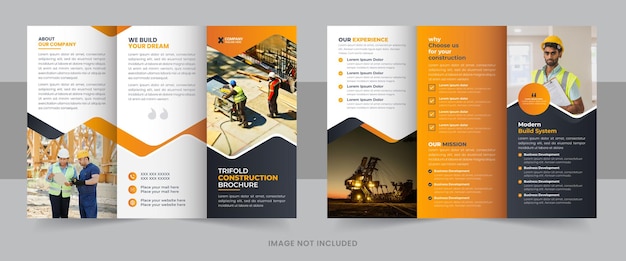 Construction business proposal trifold brochure template or home renovation brochure