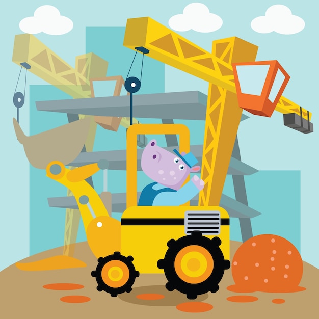 Construction cartoon illustration