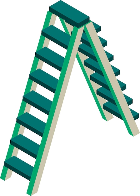 Vettore illustrazione della scala rampicante della costruzione nello stile isometrico 3d