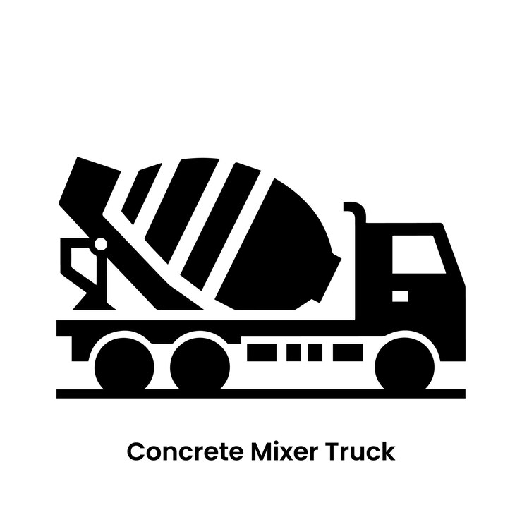 Construction concrete mixer Silhouette truck black color vector illustration