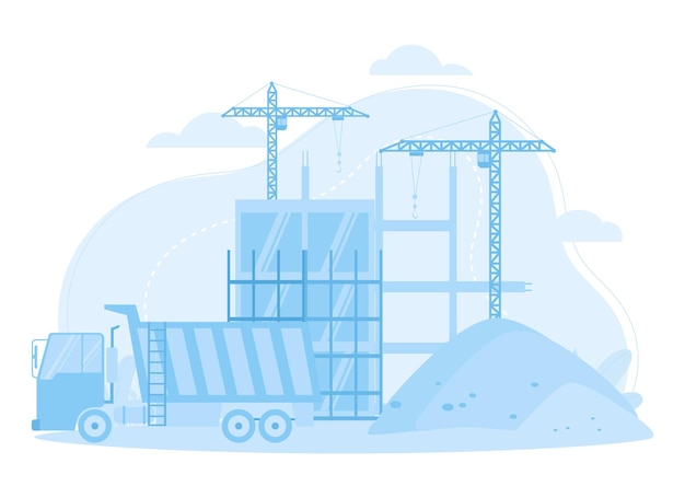 construction crane concept flat illustration