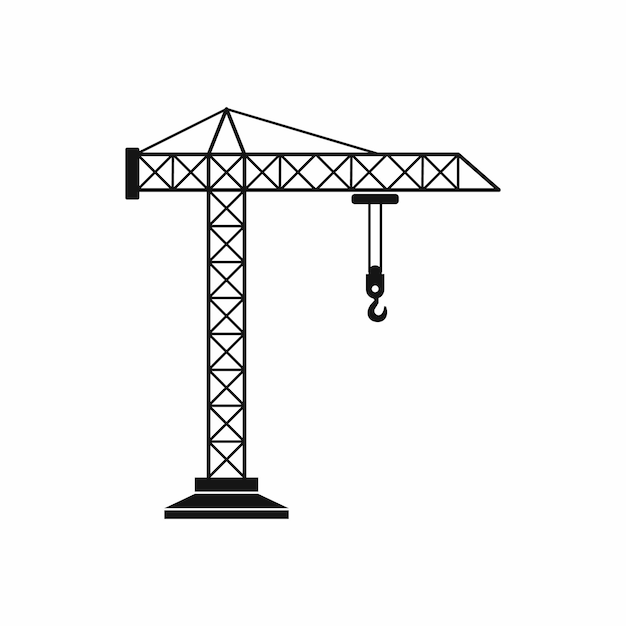 Construction crane icon in simple style isolated on white background