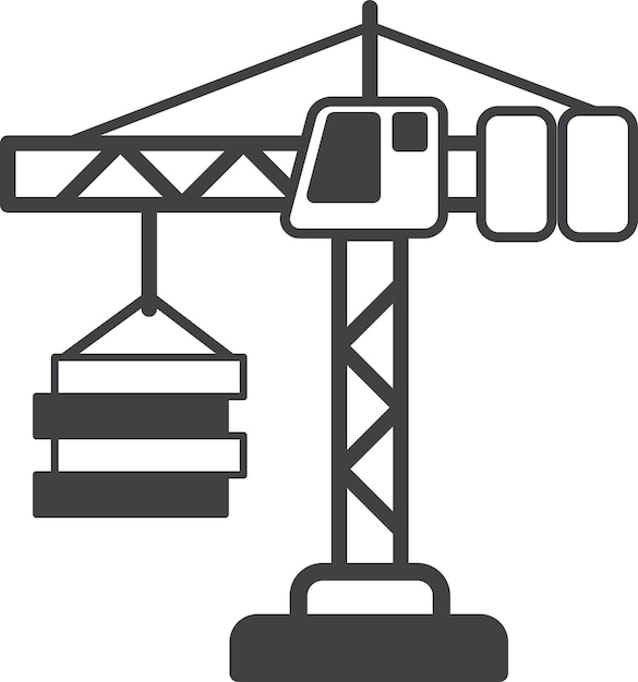 Vector construction crane illustration in minimal style