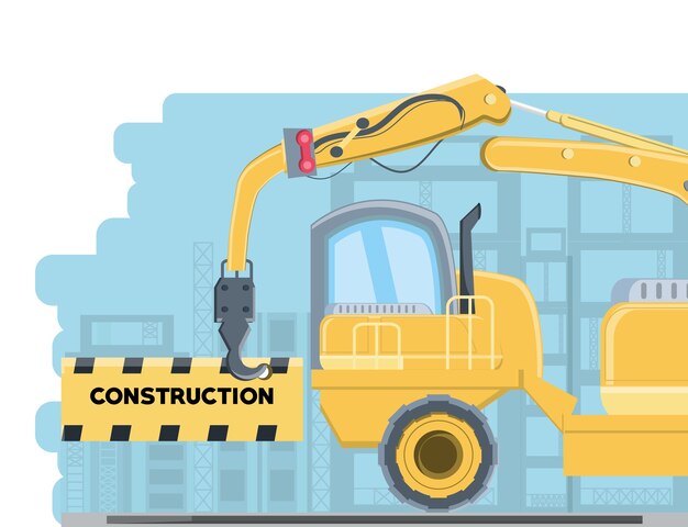 Vector construction crane truck design