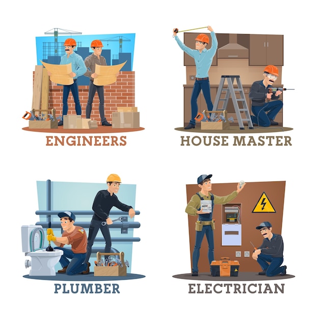 Construction engineer electrician plumber worker