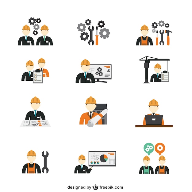 Vector construction engineer icons