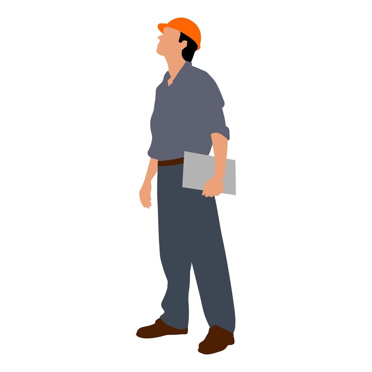 Vector construction engineer inspecting site