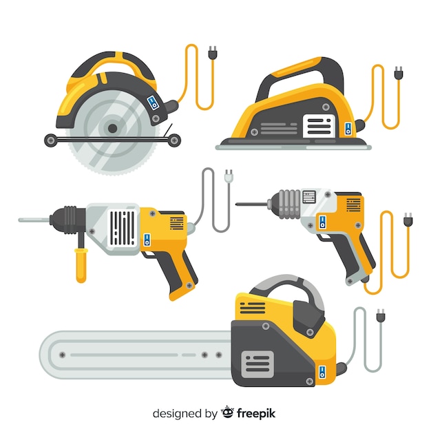 Collezione di attrezzature per l'edilizia
