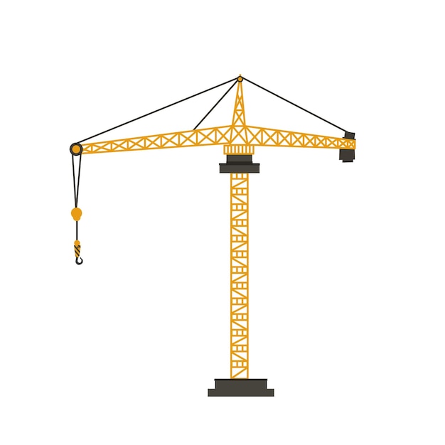 Construction equipment crane building construction flat design vector illustration