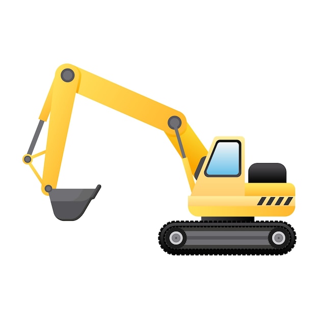 Construction excavator cartoon vector illustration isolated object