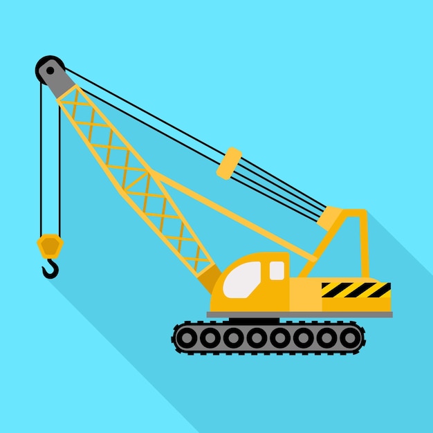 Construction excavator crane icon Flat illustration of construction excavator crane vector icon for web design