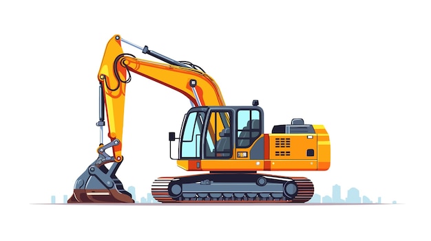 Construction excavator drawing on white background vector