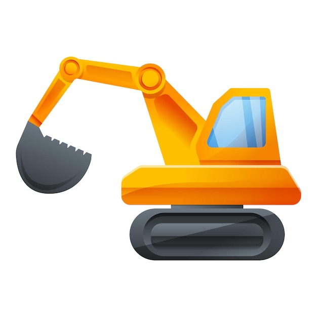 Construction excavator icon Cartoon of construction excavator vector icon for web design isolated on white background