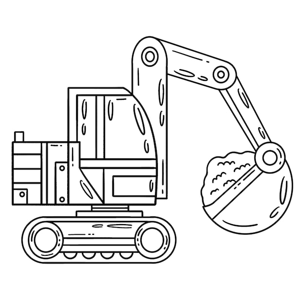 Construction Excavator Isolated Coloring Page