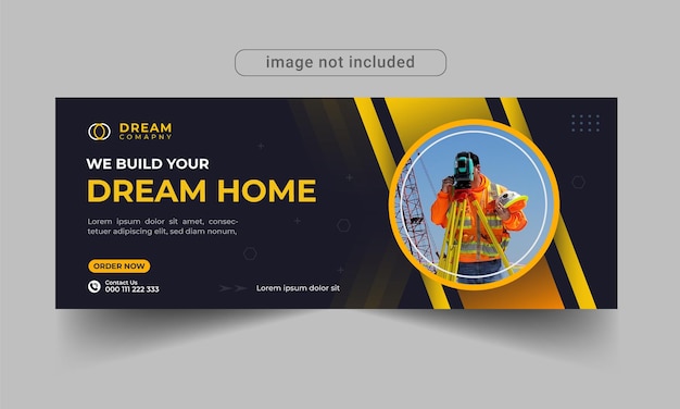 Construction facebook cover or social media web banner template